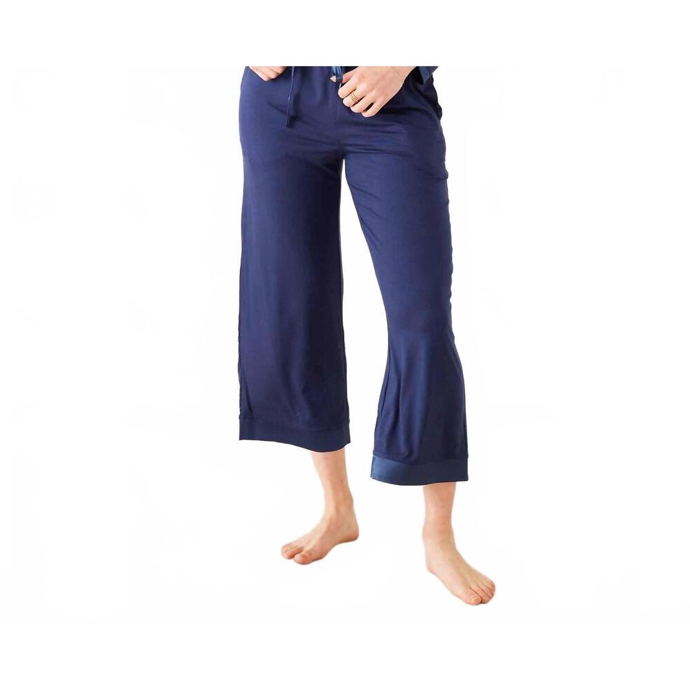NEW MERSEA satin sailor pajama set in navy